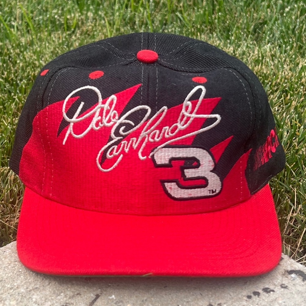 Vintage Logo 7 Dale Earnhardt shark tooth Snapback Hat Red Black Intimidator